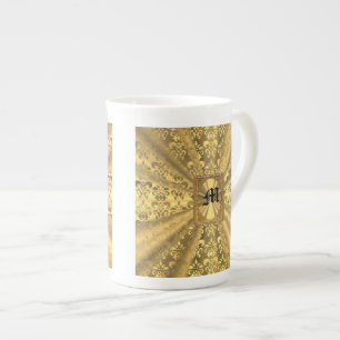 Tasse En Porcelaine monogramme damier or