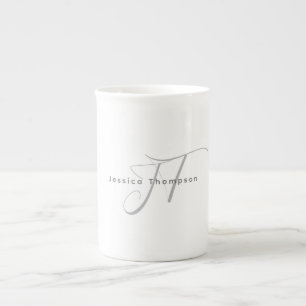 Tasse En Porcelaine Monogramme de nom professionnel élégant moderne