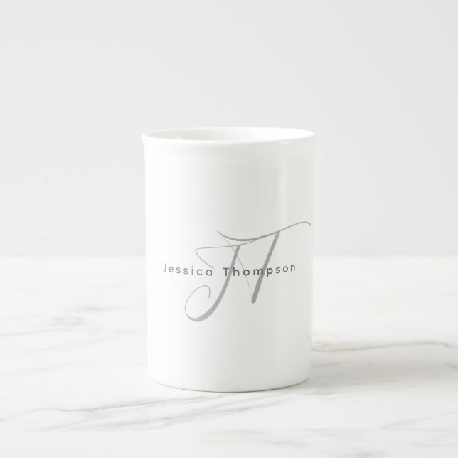Tasse En Porcelaine Monogramme de nom professionnel élégant moderne (Devant)