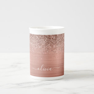 Tasse En Porcelaine Monogramme de Parties scintillant rose or Rose en