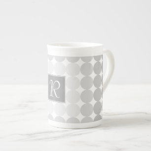 Tasse En Porcelaine Monogramme des cercles gris modernes