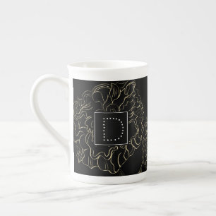 Tasse En Porcelaine Monogramme Floral Minimaliste de Œillet Dessiné à 