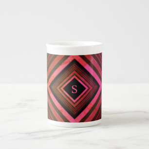 Tasse En Porcelaine Monogramme géométrique rose rustique moderne