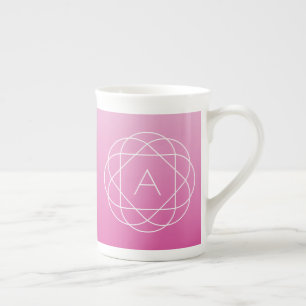 Tasse En Porcelaine Monogramme géométrique semblable à une fleur   Omb