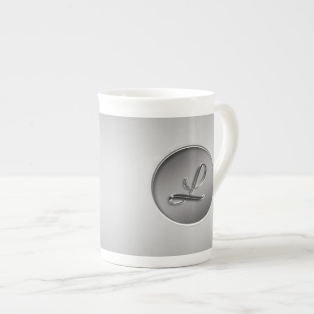 Tasse En Porcelaine Monogramme "Lettre L" (Devant droit)