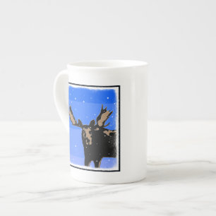 Tasse En Porcelaine Moose en hiver - Art original de la faune