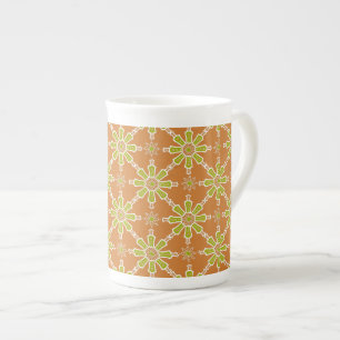 Tasse En Porcelaine Motif à fleurs, Rouge rouillé, Vert, Crème Chine M