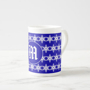 Tasse En Porcelaine Motif bleu et blanc d'hiver de monogramme de