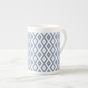 Tasse En Porcelaine Motif bleu gris et blanc
