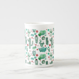 Tasse En Porcelaine motif cactus et ladybug - arrière - plan blanc