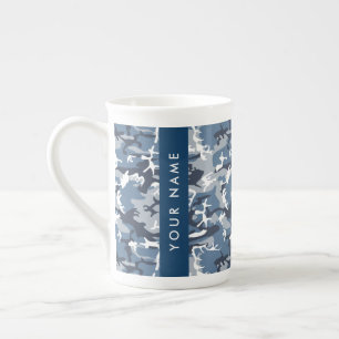Tasse En Porcelaine Motif camouflage neige hivernale bleue Personnalis