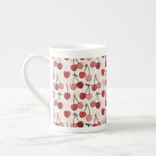 Tasse En Porcelaine Motif Cerise Moderne