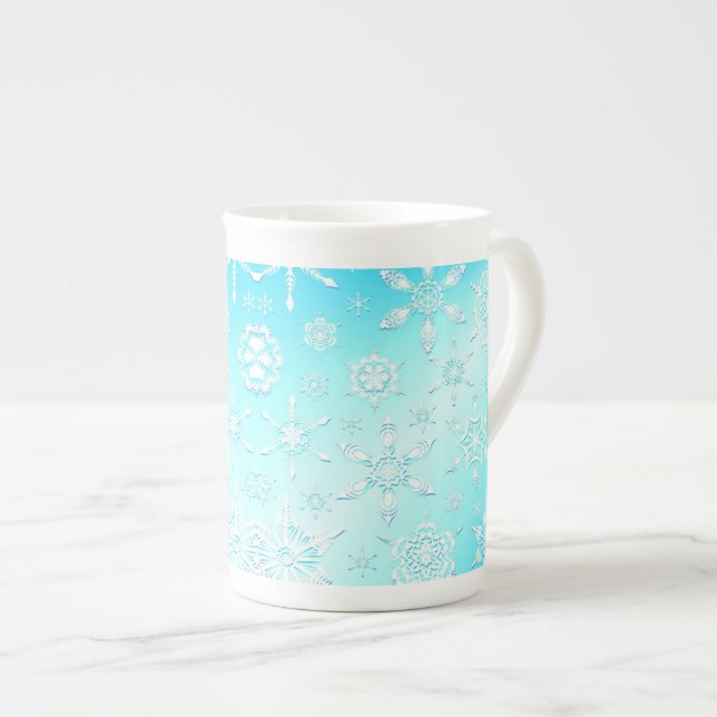 Tasse En Porcelaine Motif Crystal Snowflakes (Devant droit)