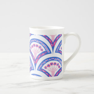 Tasse En Porcelaine motif damassé floral bleu