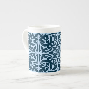 Tasse En Porcelaine Motif damassé Ikat - Indigo foncé et Bleu clair