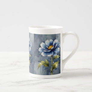 Tasse En Porcelaine Motif d'aquarelle de fleurs bleues