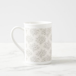 Tasse En Porcelaine Motif de bouquet de ligne botanique