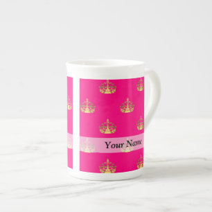 Tasse En Porcelaine Motif de couronne rose et or