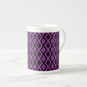Tasse En Porcelaine Motif de diamants violet et noir