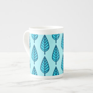 Tasse En Porcelaine Motif de feuille de hêtre - Nuances de bleu ciel