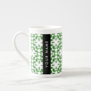 Tasse En Porcelaine Motif de feuille, feuilles vertes, votre nom