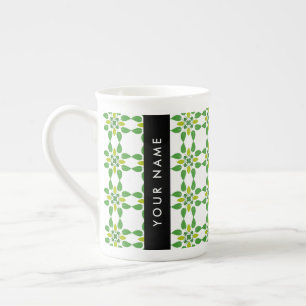 Tasse En Porcelaine Motif de feuille, feuilles vertes, votre nom
