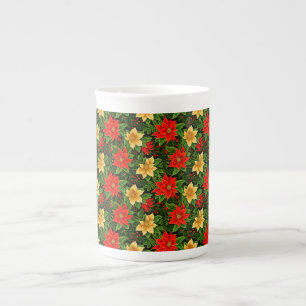 Tasse En Porcelaine Motif de fleurs de poinsettia de Noël-86755