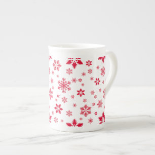 Tasse En Porcelaine Motif de flocon de neige, Flammes de neige rouges,
