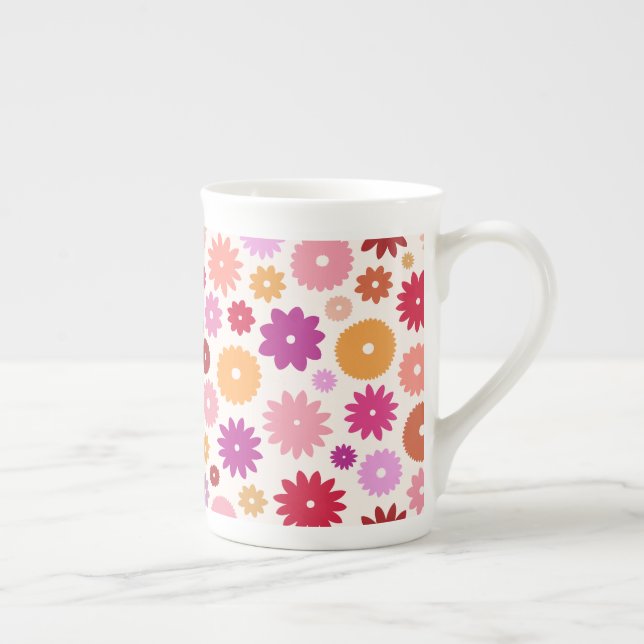 Tasse En Porcelaine Motif de floraisons colorées (Droite)