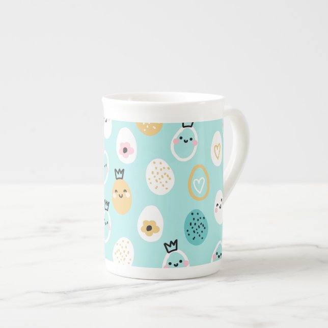 Tasse En Porcelaine Motif de jolis œufs de Pâques Œufs pastel kawaii (Devant droit)