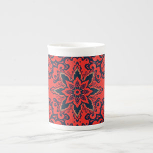 Tasse En Porcelaine Motif de médaillon persan orné rouge bleu de luxe