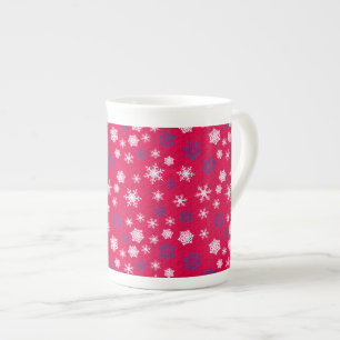 Tasse En Porcelaine Motif de Noël Flocon de Neige Rouge Blanc