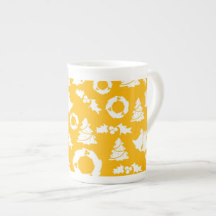 Tasse En Porcelaine Motif de Noël jaune
