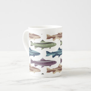 Tasse En Porcelaine Motif de poissons de truite colorée