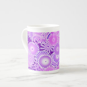 Tasse En Porcelaine Motif de tourbillon fractal, nuances de violet