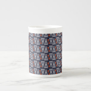 Tasse En Porcelaine Motif de triangles géométriques bleu foncé et roug