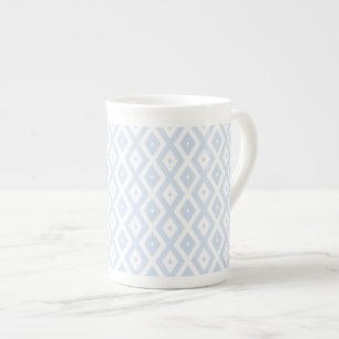 Tasse En Porcelaine Motif diamant bleu pâle et blanc