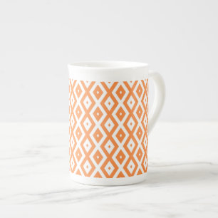 Tasse En Porcelaine Motif diamant orange et blanc
