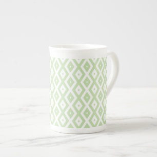 Tasse En Porcelaine Motif diamant vert pâle et blanc