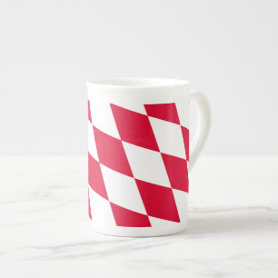 Tasse En Porcelaine Motif du drapeau diamant de Bavière rouge et blanc