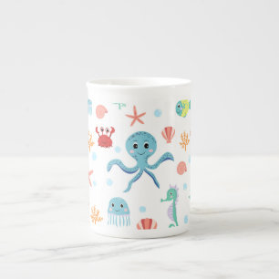 Tasse En Porcelaine Motif du monde marin
