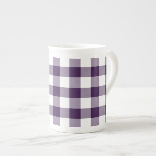 Tasse En Porcelaine Motif En vichy violet et blanc