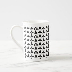 Tasse En Porcelaine Motif Ermine, Motif Médiéval, Noir sur Blanc