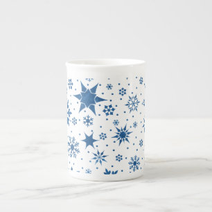 Tasse En Porcelaine Motif Flocon de Neige Bleu