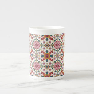 Tasse En Porcelaine Motif floral boho en rouge, rose et sarcelle