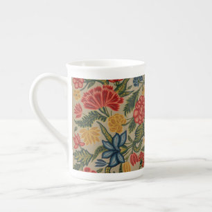 Tasse En Porcelaine Motif floral en broderie laine vintage rouge et or