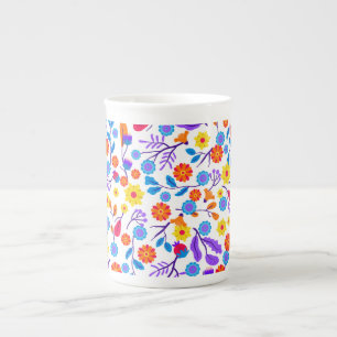 Tasse En Porcelaine Motif floral exotique coloré-23165