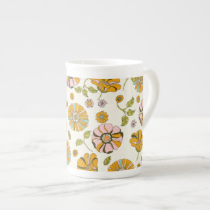 Tasse En Porcelaine Motif floral rétro des années 70