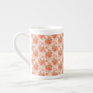 Tasse En Porcelaine motif floral rose orange rose mariage printemps