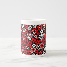 Motif floral rouge et blanc 